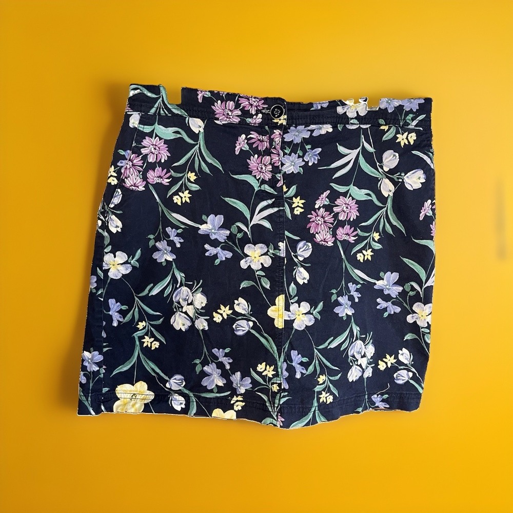 Karen Scott Floral Chino Skort Navy Blue Purple Botanical Summer Skirt Shorts 6